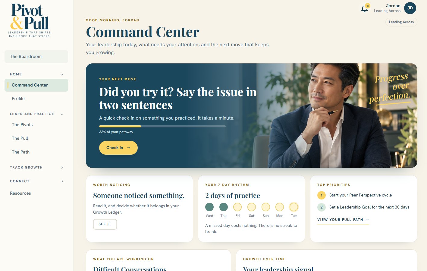 Actual Pivot & Pull Command Center screenshot
